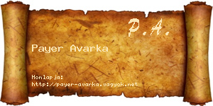 Payer Avarka névjegykártya